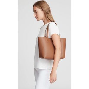 Cuyana Small Structured Leather Tote in Caramel / Blush ~ Monogram